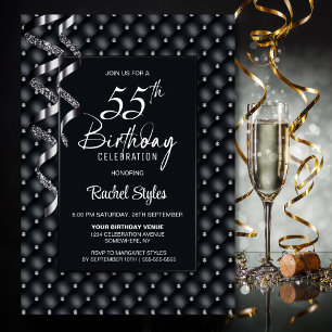 Black Diamond Pattern 55. Geburtstagsparty Einladung