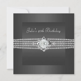 Black Diamond Womans 40. Geburtstags-Party Einladung