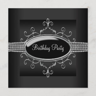 Black Diamond Womans Black Birthday Party Einladung