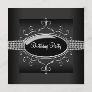 Black Diamond Womans Black Birthday Party Einladung