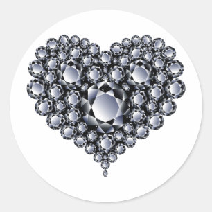 Black Diamonds Heart Gemis Runder Aufkleber