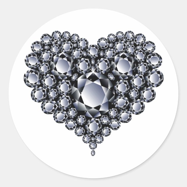 Black Diamonds Heart Gemis Runder Aufkleber (Vorderseite)