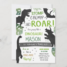 Black Dinosaurier Geburtstagsfeier Einladung