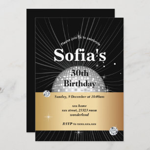 BLACK, Disco-Party, 70er Jahre, Tanz-Party Einladung