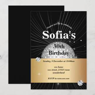 BLACK, Disco-Party, 70er Jahre, Tanz-Party Einladung