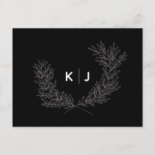 Black Distinguished Monogram Wedding RSVP Cards Ankündigungspostkarte