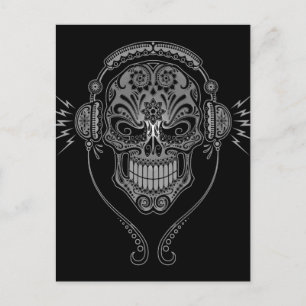 Black DJ Sugar Skull Postkarte