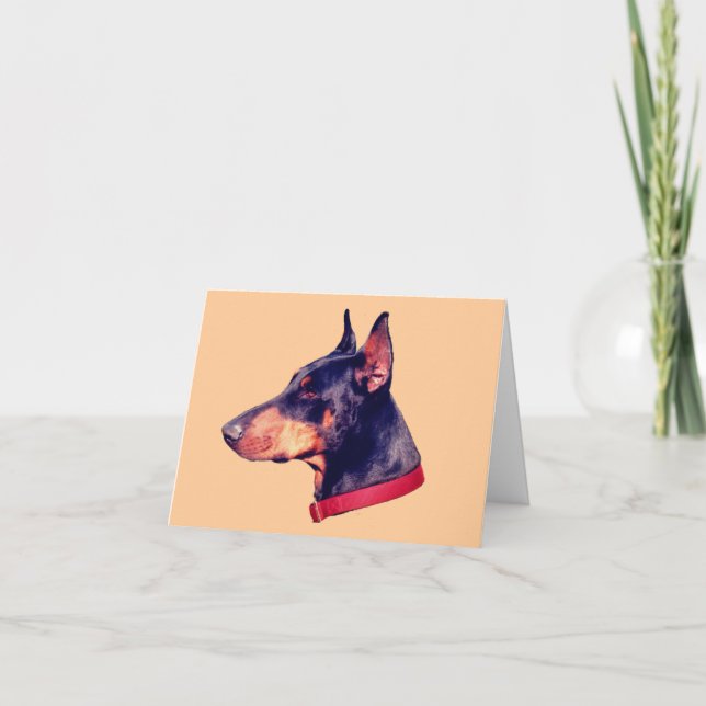 Black Doberman Face Anpassbare Note Card Karte (Vorderseite)