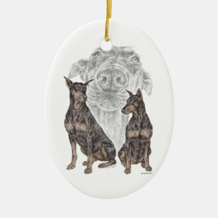 Black Doberman Hunde Keramikornament
