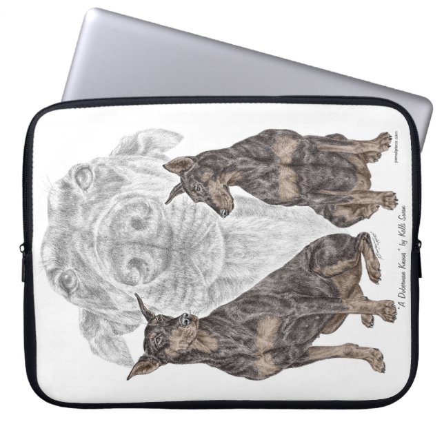Black Doberman Hunde Laptopschutzhülle (Vorderseite)