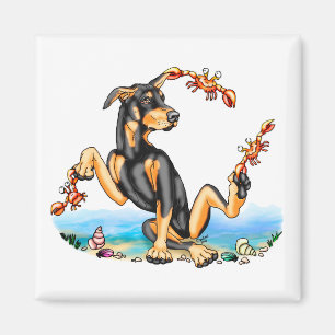 Black Doberman Pinscher Kinda Crabby Magnete