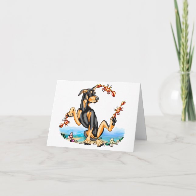 Black Doberman Pinscher Kinda Crabby Note Card Karte (Vorderseite)