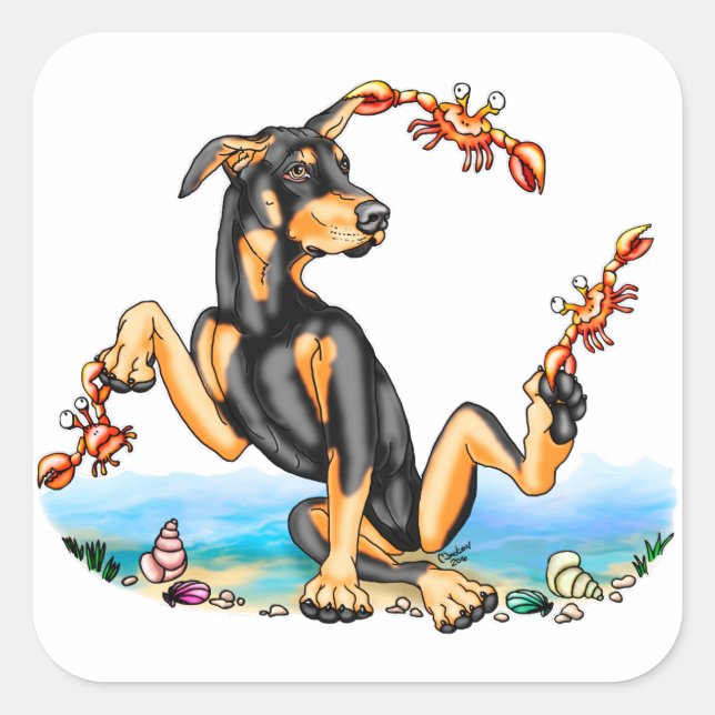 Black Doberman Pinscher Kinda Crabby Stickers (Vorderseite)