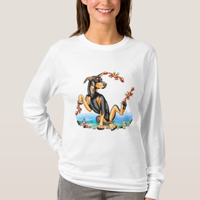Black Doberman Pinscher Kinda Crabby Tee Shirts (Vorderseite)