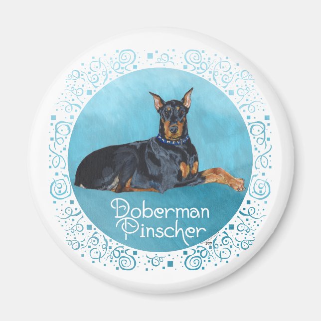 Black Doberman Pinscher Magnet (Vorne)