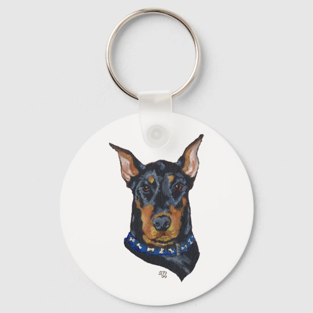 Black Doberman Pinscher Schlüsselanhänger (Vorderseite)