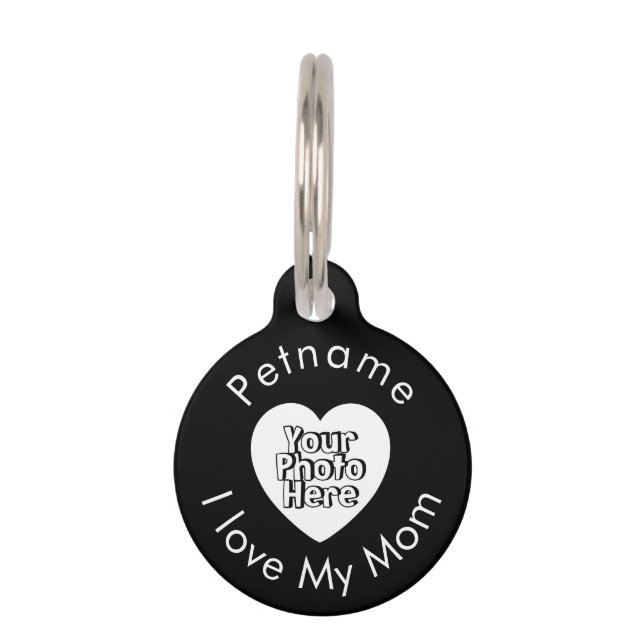 Black Dog Cat Mama Herzlich benutzerdefiniertes Fo Haustiermarke (Vorderseite)