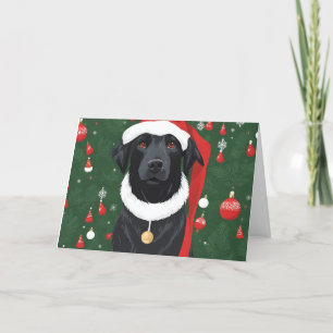 Black Dog Funny Weihnachtsmannmütze Weihnachtskart Dankeskarte