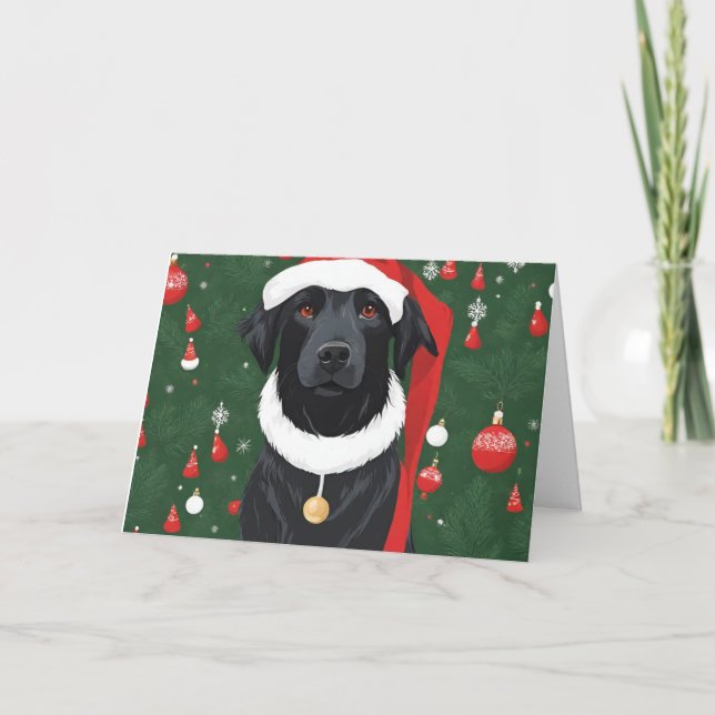 Black Dog Funny Weihnachtsmannmütze Weihnachtskart Dankeskarte (Vorderseite)
