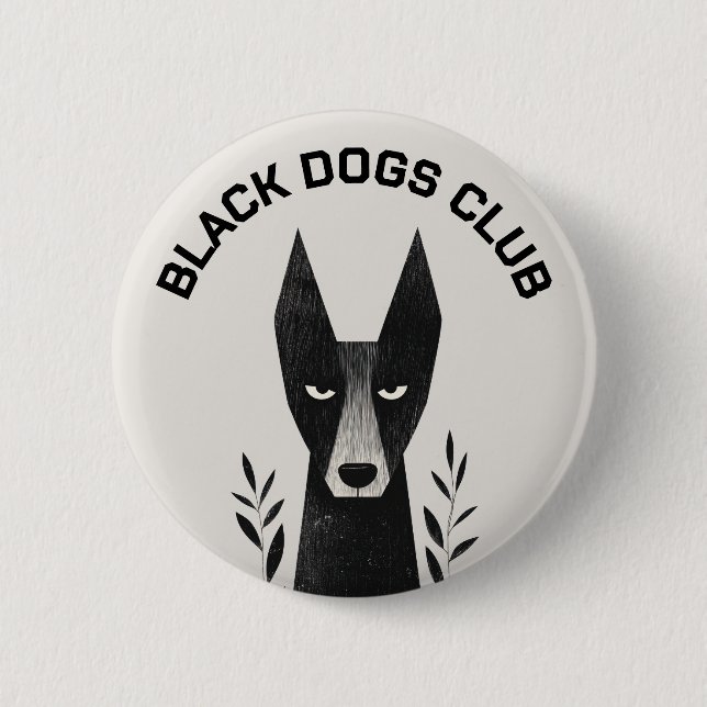 Black Dog Illustration Button (Vorderseite)
