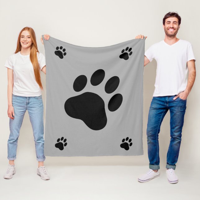 Black Dog Paw Silhouetten Fleecedecke (Beispiel)