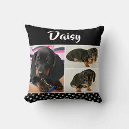 Black Dog Pet Lover Foto Collage Pawprint Kissen