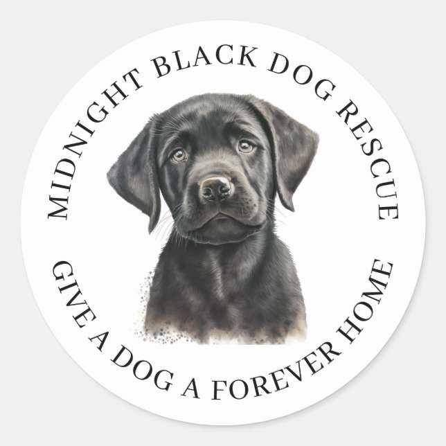 Black Dog Rescue Organisation Runder Aufkleber (Vorderseite)