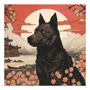 Black Dog Ukiyo-e Fotodruck