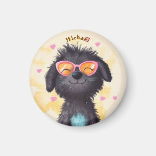 Black Dog Valentinstag Herz Abzeichen Kinder Schul Magnet