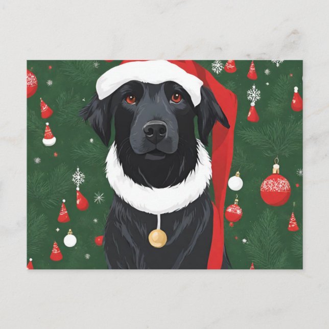Black Dog Weihnachten Postcard Urlaub Postkarte (Vorderseite)