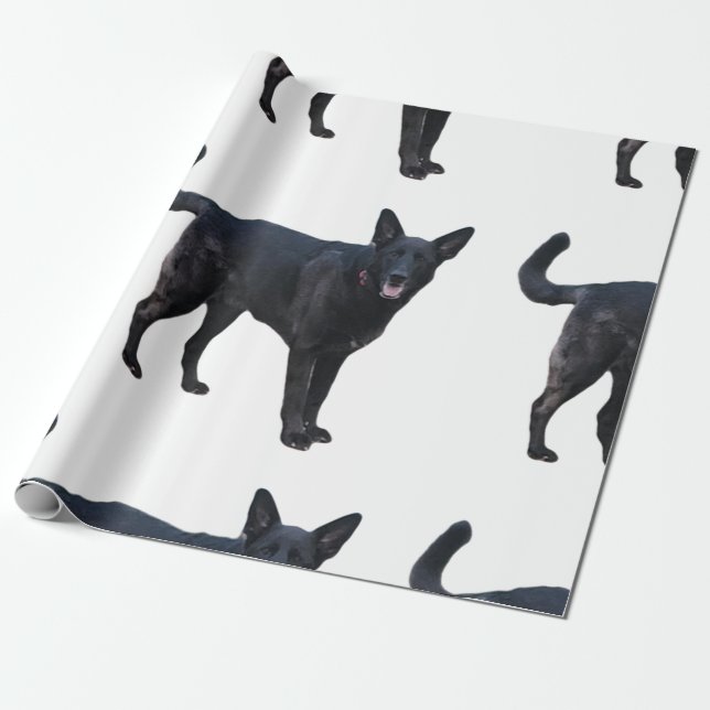 Black Dog Wrapping Paper Geschenkpapier (Ungerollt)