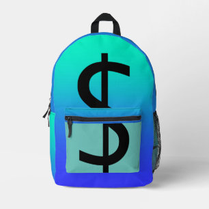 Black Dollar Sign Aqua Bedruckter Rucksack