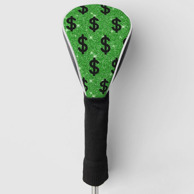 Black Dollar Sign Money Unternehmer Wall Street Golf Headcover (Vorderseite)
