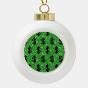 Black Dollar Sign Money Unternehmer Wall Street Keramik Kugel-Ornament