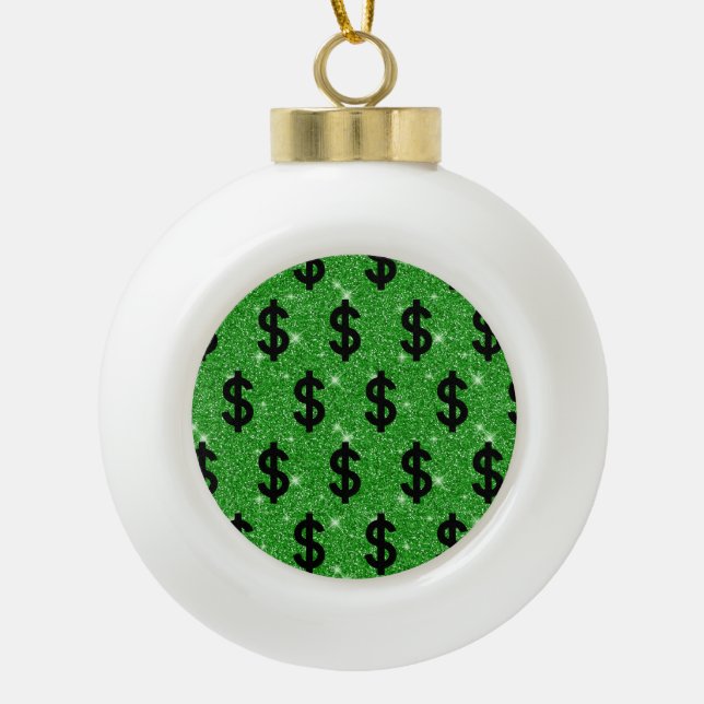 Black Dollar Sign Money Unternehmer Wall Street Keramik Kugel-Ornament (Vorderseite)