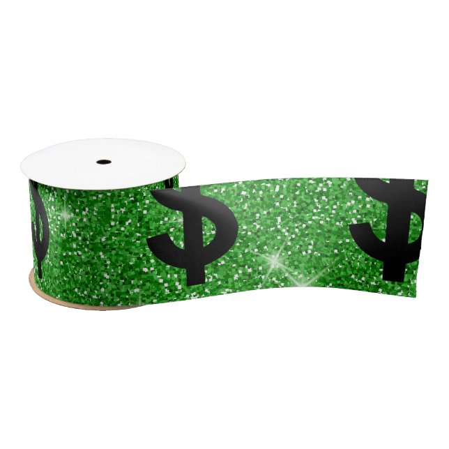 Black Dollar Sign Money Unternehmer Wall Street Satinband (Spule)
