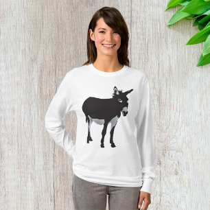 Black Donkey Womens Long Sleeve T-Shirt
