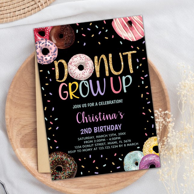 Black Donuts Geburtstagseinladungen Einladung (2nd Black Donuts Birthday Invitations)