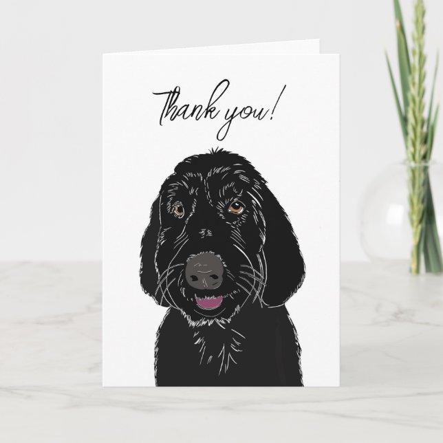 Black Doodle Danke-Card Dankeskarte (Vorderseite)