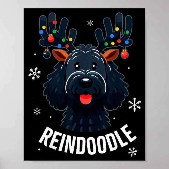 Black Doodle Dog Reindoodle Reindeer Doodle Christ Poster (Vorne)