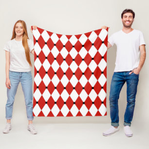 Black Dot Red und White Harlequin Fleecedecke