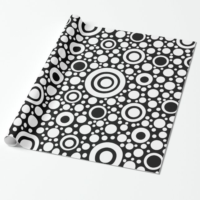 Black Dots & Circles Grid + Ihr Backgr. Geschenkpapier (Ungerollt)