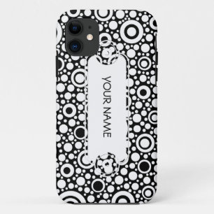 Black Dots & Circles Grid + Ihr Backgr. & Text Case-Mate iPhone Hülle