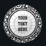 Black Dots & Circles Grid Ihr Backgr. & Text Dartscheibe<br><div class="desc">Funny Pattern Design von EDDA Fröhlich / EDDArt | Grundlegend: Geometrische uni oder farbige Formen, Punkte, Punkte, Ringe, Kreis, Holes, Gitter usw. für Kunstliebhaber | Sie vermissen andere Farben oder Produkte mit diesem Design ? Kontaktieren Sie mich: contact@eddart.de</div>