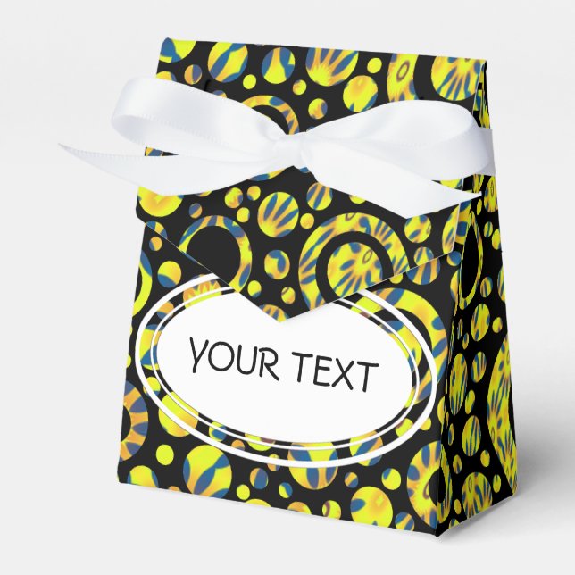 Black Dots & Circles Grid + Ihr Backgr. & Text Geschenkschachtel (Vorderseite)