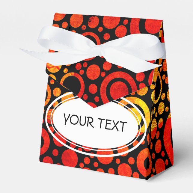 Black Dots & Circles Grid + Ihr Backgr. & Text Geschenkschachtel (Vorderseite)
