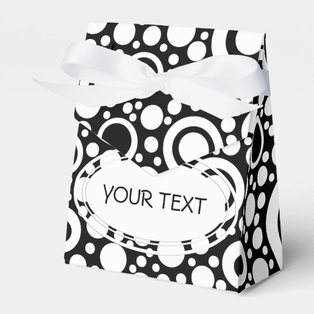 Black Dots & Circles Grid + Ihr Backgr. & Text Geschenkschachtel (Vorderseite)