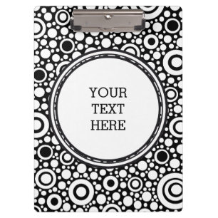 Black Dots & Circles Grid + Ihr Backgr. & Text Klemmbrett