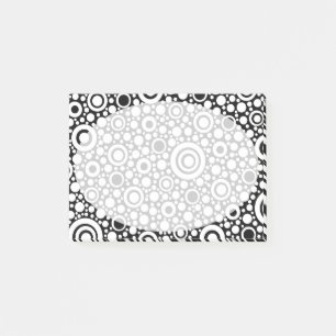 Black Dots & Circles Grid + Ihr Backgr. & Text Post-it Klebezettel