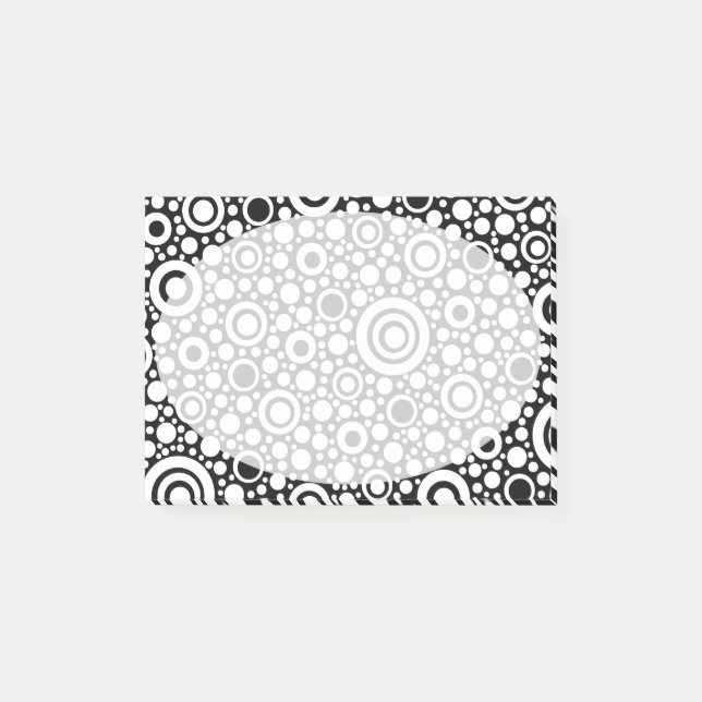 Black Dots & Circles Grid + Ihr Backgr. & Text Post-it Klebezettel (Vorderseite)